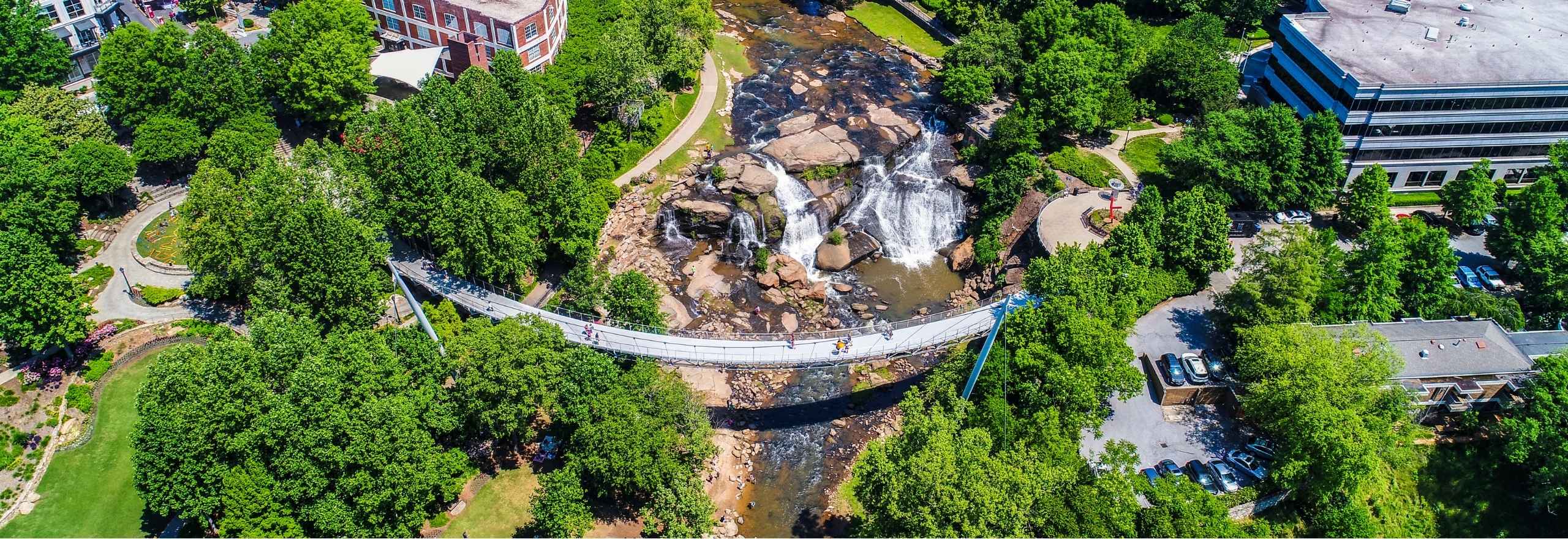 Aerial View of Falls Park in Greenville, SC