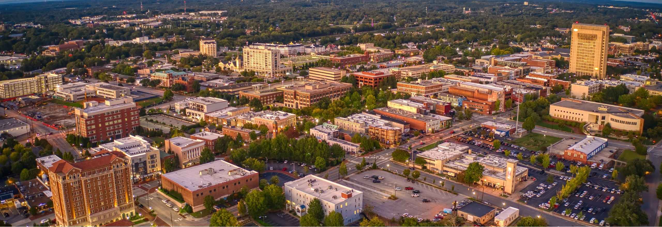 Downtown Spartanburg, SC Skyline at Dusk